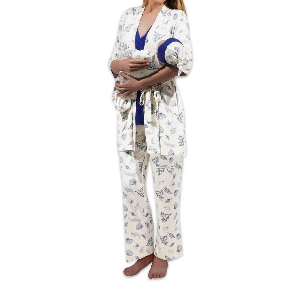 NEW EVERLY GREY analise 5 piece pajama set in coastal